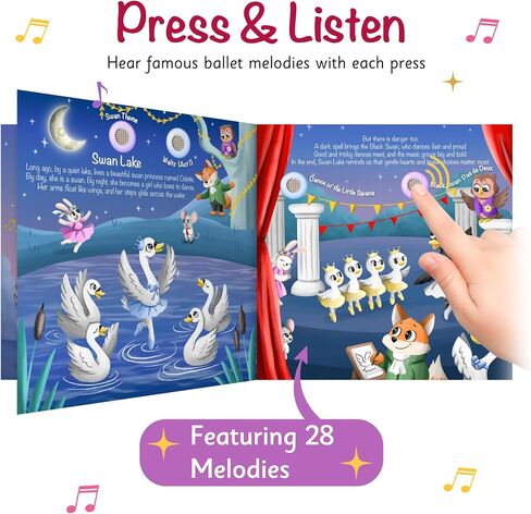 LITTLE MAESTRO Discover the Ballet – 28 Famous Ballet Pieces, Musical Books for Toddlers, 28-Button Music Book, Musical Toys for Toddlers 1-3 in Saudi Arabia