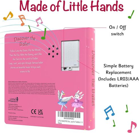 LITTLE MAESTRO Discover the Ballet – 28 Famous Ballet Pieces, Musical Books for Toddlers, 28-Button Music Book, Musical Toys for Toddlers 1-3 in Saudi Arabia