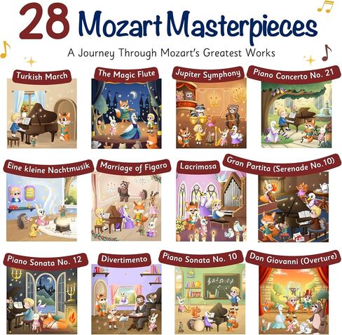 LITTLE MAESTRO Discover Mozart – 28 Timeless Masterpieces, Musical Books for Toddlers, 28-Button Music Book, Musical Toys for Toddlers 1-3 in Saudi Arabia