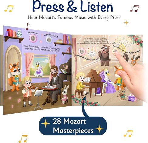 LITTLE MAESTRO Discover Mozart – 28 Timeless Masterpieces, Musical Books for Toddlers, 28-Button Music Book, Musical Toys for Toddlers 1-3 in Saudi Arabia