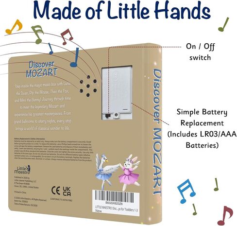 LITTLE MAESTRO Discover Mozart – 28 Timeless Masterpieces, Musical Books for Toddlers, 28-Button Music Book, Musical Toys for Toddlers 1-3 in Saudi Arabia