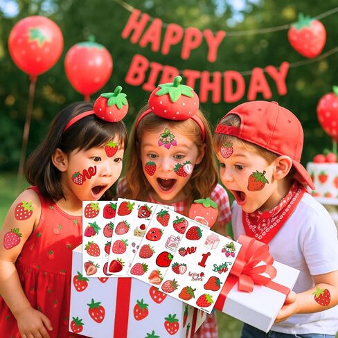 Strawberry Temporary Tattoos Berry First Birthday Party Supplies Decorations 96PCS Cute Tattoos Stickers Party Favors Kids Gifts Girls Boys Classroom School Prizes Themed in Kuwait