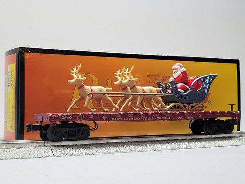 Red North Pole O Gauge Train Car with LED Lights, Santa Sleigh & Reindeer by MTH Electric Trains in Kuwait
