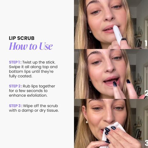 Wonderskin 3-in-1 Lip Scrub Exfoliator & Moisturizer, Lip Exfoliator Scrub, Hydrating Balm for Soft, Nourished, Flake-Free Lips with One-Step Prep, 0.10oz in Saudi Arabia