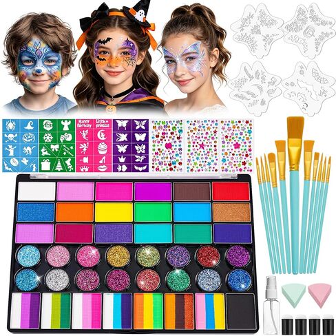 42 Color Face Painting Kit for Kids with Split Cake, Glitter, UV Face Paint in Saudi Arabia