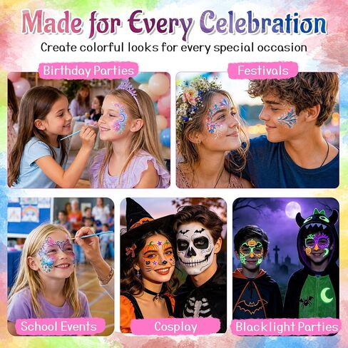 42 Color Face Painting Kit for Kids with Split Cake, Glitter, UV Face Paint in Saudi Arabia