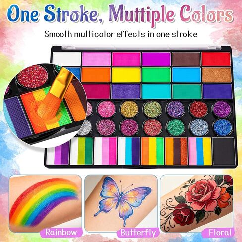 42 Color Face Painting Kit for Kids with Split Cake, Glitter, UV Face Paint in Saudi Arabia