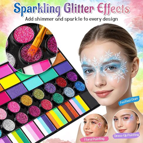 42 Color Face Painting Kit for Kids with Split Cake, Glitter, UV Face Paint in Saudi Arabia