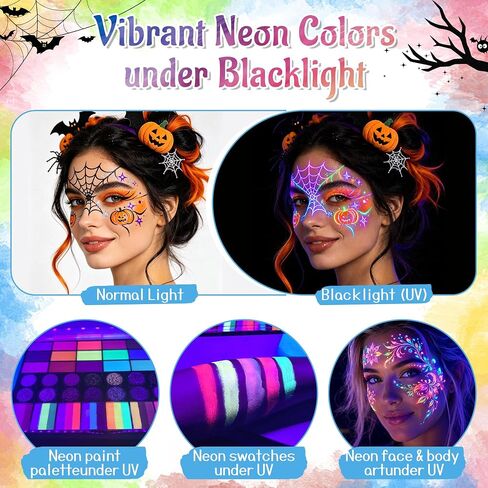 42 Color Face Painting Kit for Kids with Split Cake, Glitter, UV Face Paint in Saudi Arabia