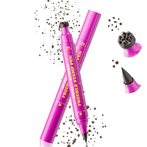 HOSAILY 2 in 1 Freckle Stamp Pen Waterproof for Natural Lifelike Faux Freckle Stamp Long Lasting Quick Dry Magic Fake Freckles Stain Marker Pen for Sunkissed Makeup 01#Light Brown in Saudi Arabia