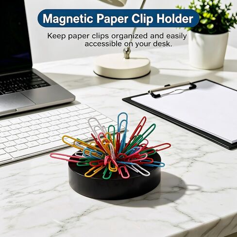 Cute Magnetic Paper Clips Holder with Assorted Size and Colors Paper Clips (160 Pieces) for Office Desk Decor, Funny Dispenser Organizer Container Securely Hold Paperclips Staples Push Pins Hairclips in Kuwait