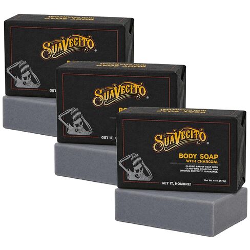 Suavecito Body & Hand Soap Bars Moisturizing Masculine Original Fragrance With Charcoal 6 oz 3 Pack in Kuwait