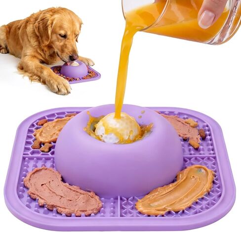 Slow Feeder Dog Bowls & Lick Mat for Liquid and Thick Treat, Anti-Slip Dog Lick Bowl with Interactive Rolling Ball, 5/6 Cup Pup Licking Toy for Large Medium Small Dogs and Cats Blue in Saudi Arabia