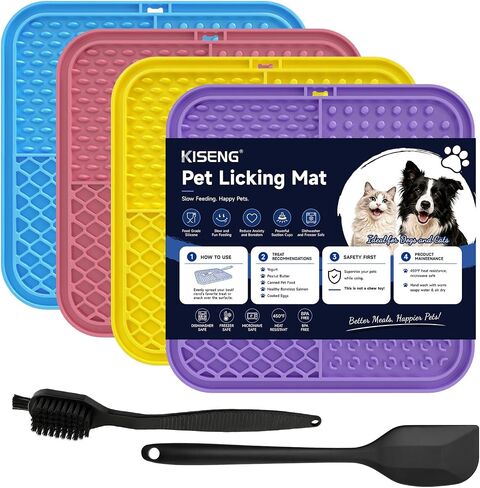 KISENGT Lick Mat for Dogs and Cats, Suction Cups, Slow Feeder, 4Pack, Large in Saudi Arabia