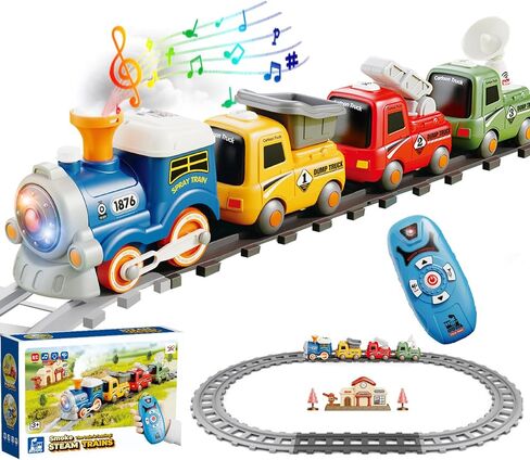 Yositochuan Kids Electric Train Toys with Tracks - Lighting & Music Trains, Choo Choo Train for Boys Girls, Magnetic Connection, Battery Operated, Birthday Gift for Boys Girls Age 4 5 6 7 8 in Saudi Arabia