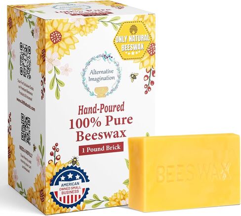 Alternative Imagination Pure Beeswax Bar - 1 oz Hand-Poured Block of Natural Golden Wax - Sustainably Sourced, Chemical-Free, Non-Toxic, Sweet Honey Aroma for DIY, Candles, Balms, Wood Polish & More in Saudi Arabia