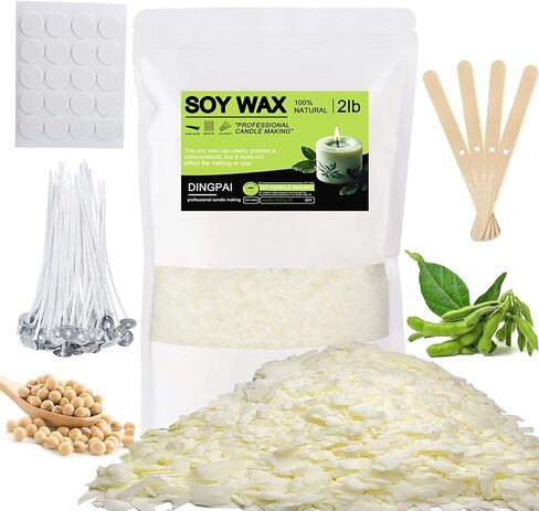 DINGPAI Natural Soy Wax for Candle Making, 2lb Organic Soy Wax Flakes in Saudi Arabia