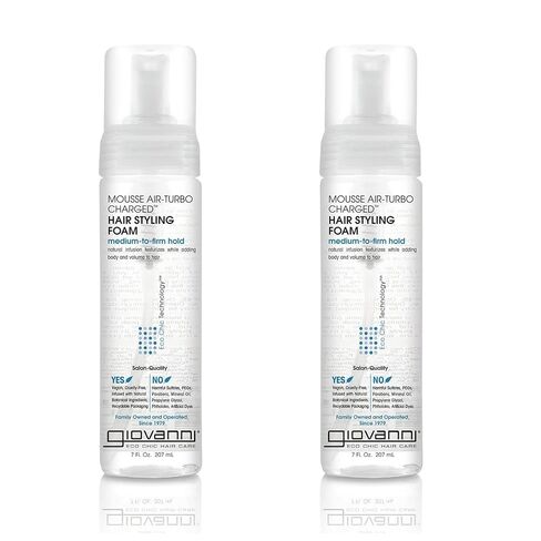 GIOVANNI Mousse Air-Turbo Charged, Hair Styling Foam - Lightweight for Natural Curls, Medium to Firm Hold, Add Texture & Shine, Wash & Go, Curly Hair Products, No Parabens, Color Safe - 7 oz in Saudi Arabia