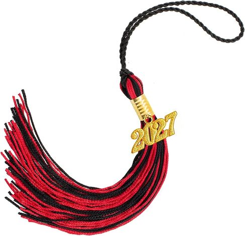 2027 Graduation Tassel, Graduation Tassel Red Black 2027 Grad Cap Tassels for Graduate Cap Hat Decorations with 2027 Year Gold Charm for Graduations Ceremonies Accessories in Kuwait