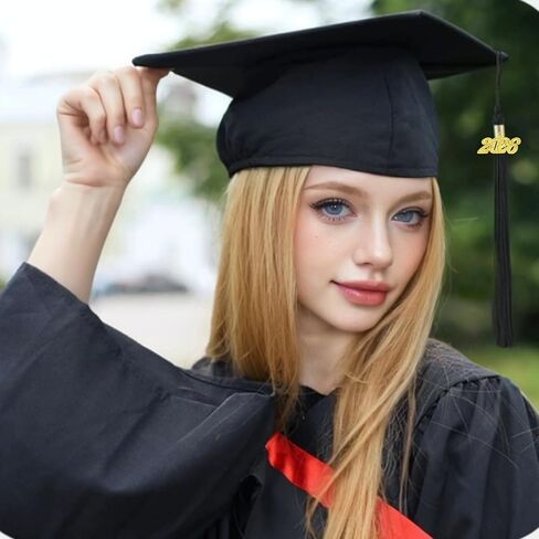 2026 Tassel Graduation Black 9", Elegant Black 2026 Graduation Tassel with Year Charm Gold Date Drop for Graduations Cap in Kuwait