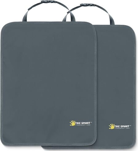 Premium Kick Mats - Luxury Seat Back Protectors and Seat Covers with Invisible Strap - 2-Pack - Gray (Grey) in Kuwait