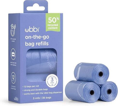 Ubbi On The Go Waste Disposal Bags Refills Value Pack, Lavender Scented, 12 Roll Refills, Baby On The Go Essentials in Saudi Arabia