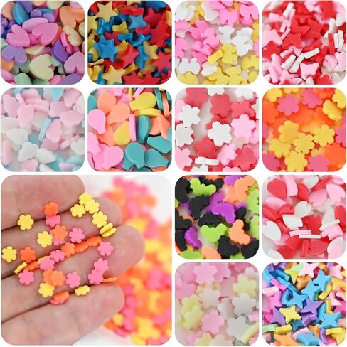 Fake Sprinkles 24-Grid Slime Sprinkles for Craft Non-Edible Polymer Clay Sprinkle Fake Candy Sprinkle for Resin Slime Add Ins Mix Ins Nail Art Design Shaker Card Filler DIY Crafting (220G) in Saudi Arabia