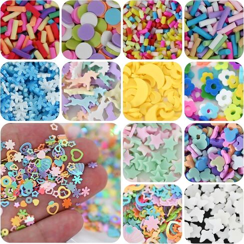 Fake Sprinkles 24-Grid Slime Sprinkles for Craft Non-Edible Polymer Clay Sprinkle Fake Candy Sprinkle for Resin Slime Add Ins Mix Ins Nail Art Design Shaker Card Filler DIY Crafting (220G) in Saudi Arabia