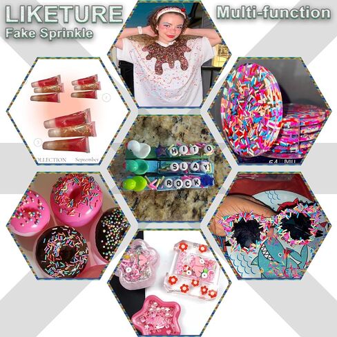 Fake Sprinkles 24-Grid Slime Sprinkles for Craft Non-Edible Polymer Clay Sprinkle Fake Candy Sprinkle for Resin Slime Add Ins Mix Ins Nail Art Design Shaker Card Filler DIY Crafting (220G) in Saudi Arabia