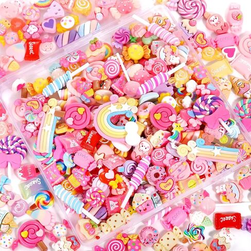 Zefy 120pcs Cute Slime Charms, No Repeating Jelly Flatback Resin Charm Set in Kuwait