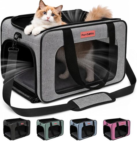 Cat Carrier Soft Sided Airline Approved Portable Travel Bag, Gray in Saudi Arabia