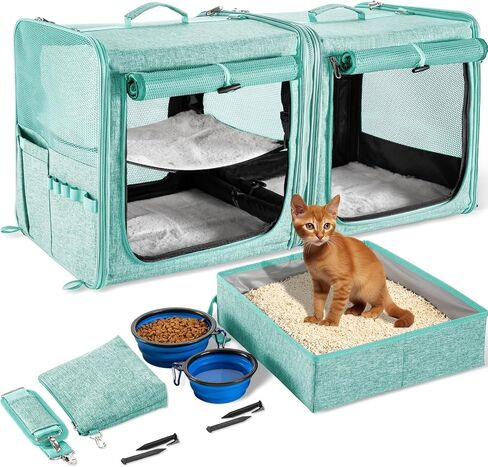 Extra Large Cat Carrier for 2 Cats with Travel Litter Box, 2-in-1 in Kuwait