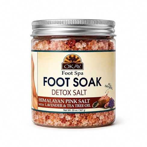 Okay Himalayan Pink Salt Foot Soak With & Tea Tree Oil, lavender, 20 Ounce in Saudi Arabia