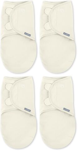SwaddleMe من Ingenuity Original Swaddle، 100% قطن، يحسن النوم ويهدئ منعكس الدهشة، حجم ما قبل الولادة، يصل إلى 7 أرطال، عبوة واحدة، بطانية قماط للأطفال - كريمي in Kuwait