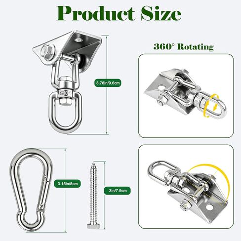 Heavy Duty Hammock Hanging Kit, 2 Pack 2000LB Stainless Steel Hooks in Kuwait