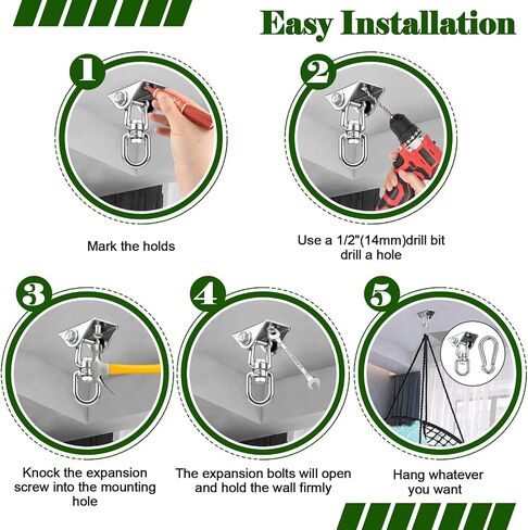 Heavy Duty Hammock Hanging Kit, 2 Pack 2000LB Stainless Steel Hooks in Kuwait