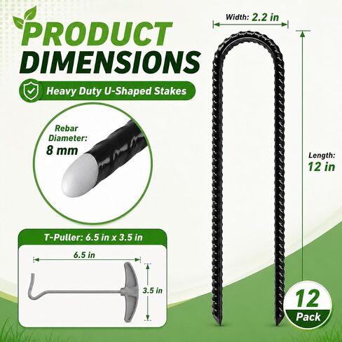 12 Pack Trampoline Stakes, 12 Inch x 8mm U-Shaped Rebar Ground Anchors in Saudi Arabia