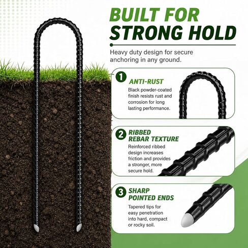 12 Pack Trampoline Stakes, 12 Inch x 8mm U-Shaped Rebar Ground Anchors in Saudi Arabia