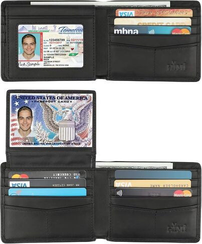 Wallet for Men-Genuine Leather RFID Blocking Bifold Stylish Wallet With 2 ID Window in Kuwait