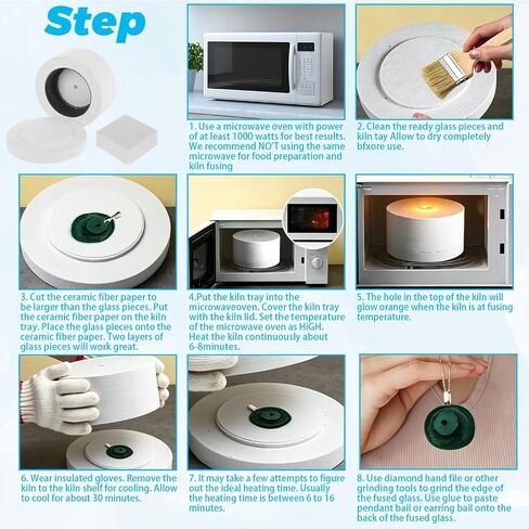 GBACHOOSE Microwave Kiln for Glass Fusing and Pottery, Mini Home Craft Firing Kit with 10 Square Papers, 7.6x4.3 inch Outer Size for Small Glass, Clay and Jewelry Projects in Saudi Arabia
