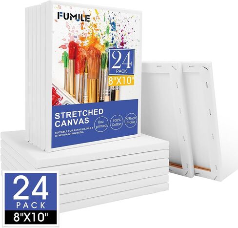 FUMILE 5x7 Canvas for Painting, 12 Pack Stretched Small Canvases for Painting-5/8 in Profile Primed White Blank Painting Canvas Value Pack for Oil & Acrylic Paint in Saudi Arabia