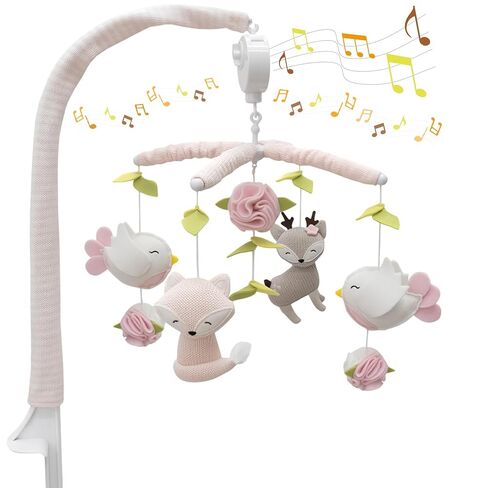 Living Textiles Baby Musical Mobile - Elephant Heritage | Crib Toy, Knitted Elephant Characters, Nursery Decor, Calming Soother with 12 Lullabies Essential and Perfect Toy for Boys Girls in Kuwait