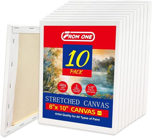 10-Pack 8x10 Stretched Canvas 100% Cotton for Acrylic & Oil in Saudi Arabia