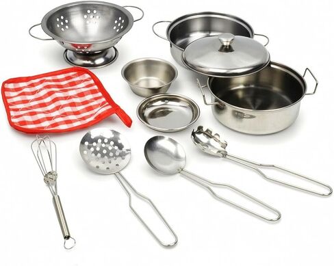 Realistic Toy Pots and Pans Set | Polished Metal Finish, Sized for Children, Playroom in Saudi Arabia