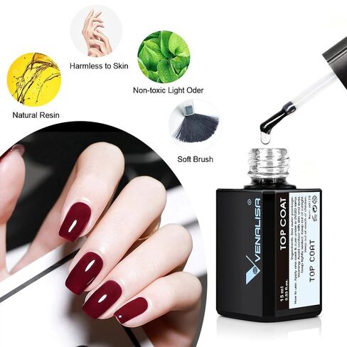 VENALISA 15ML معطف علوي مقوى بدون مسح - مقاوم للخدش عالي اللمعان، طلاء أظافر جل يدوم طويلاً، مجموعة أظافر جل in Kuwait
