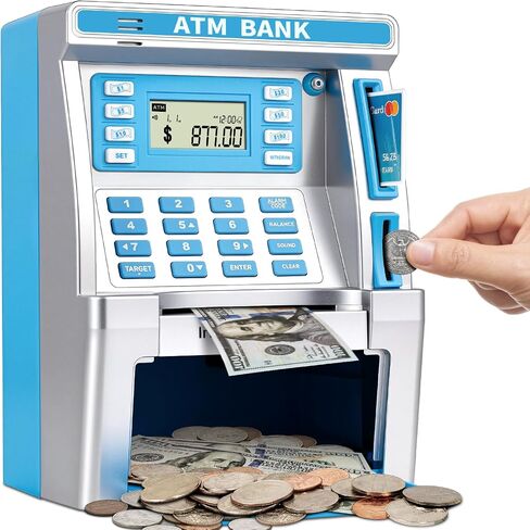 Pink Piggy Bank for Kids, ATM Machine Bank for Real Money with Debit Card, Bill Feeder, Coin Recognition, Balance Calculator, Electronic Savings Safe Box, Gifts for Teen Boy Girl in Kuwait