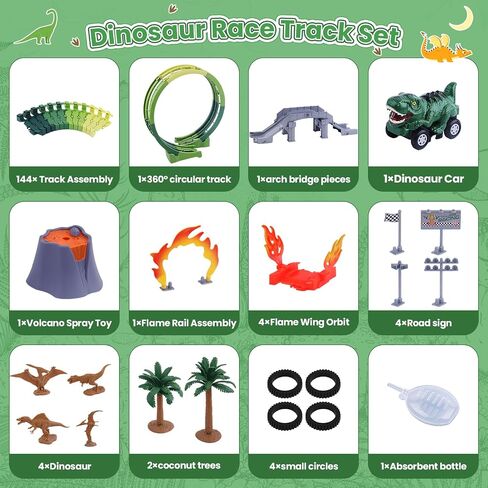 2442 Dinosaur Race Track Set with Toy Cars in Kuwait