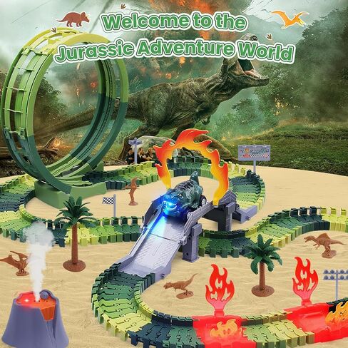 2442 Dinosaur Race Track Set with Toy Cars in Kuwait