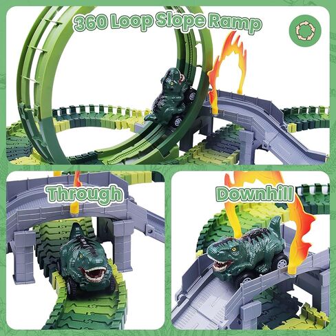 2442 Dinosaur Race Track Set with Toy Cars in Kuwait