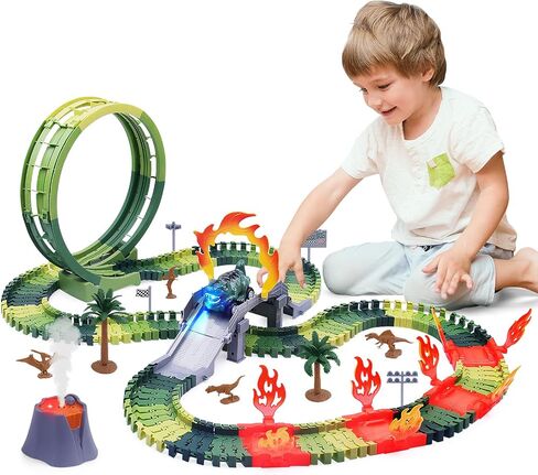 2442 Dinosaur Race Track Set with Toy Cars in Kuwait